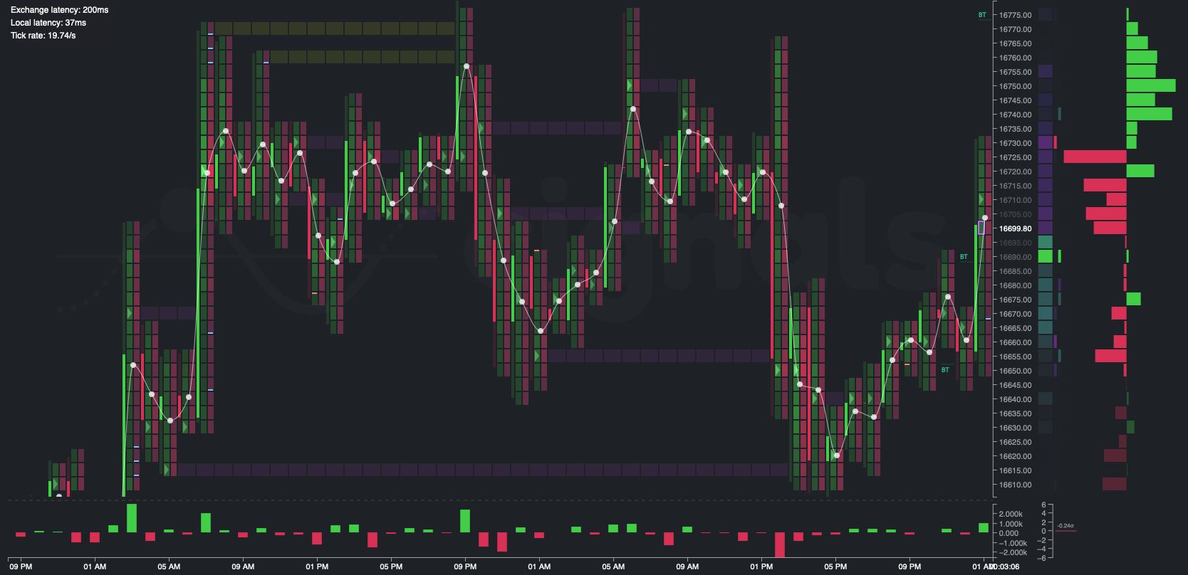 Cignals volume cluster / footprint chart interface